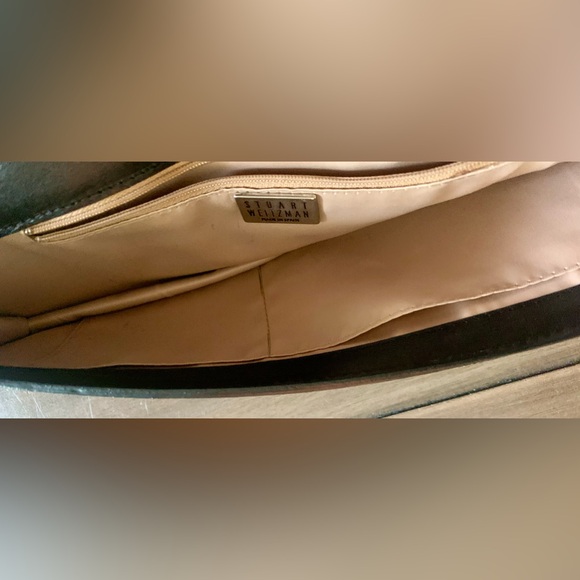 Stuart Weitzman Designer Black Leather s
Suede Fall clutch handbag purse silver - Picture 3 of 6